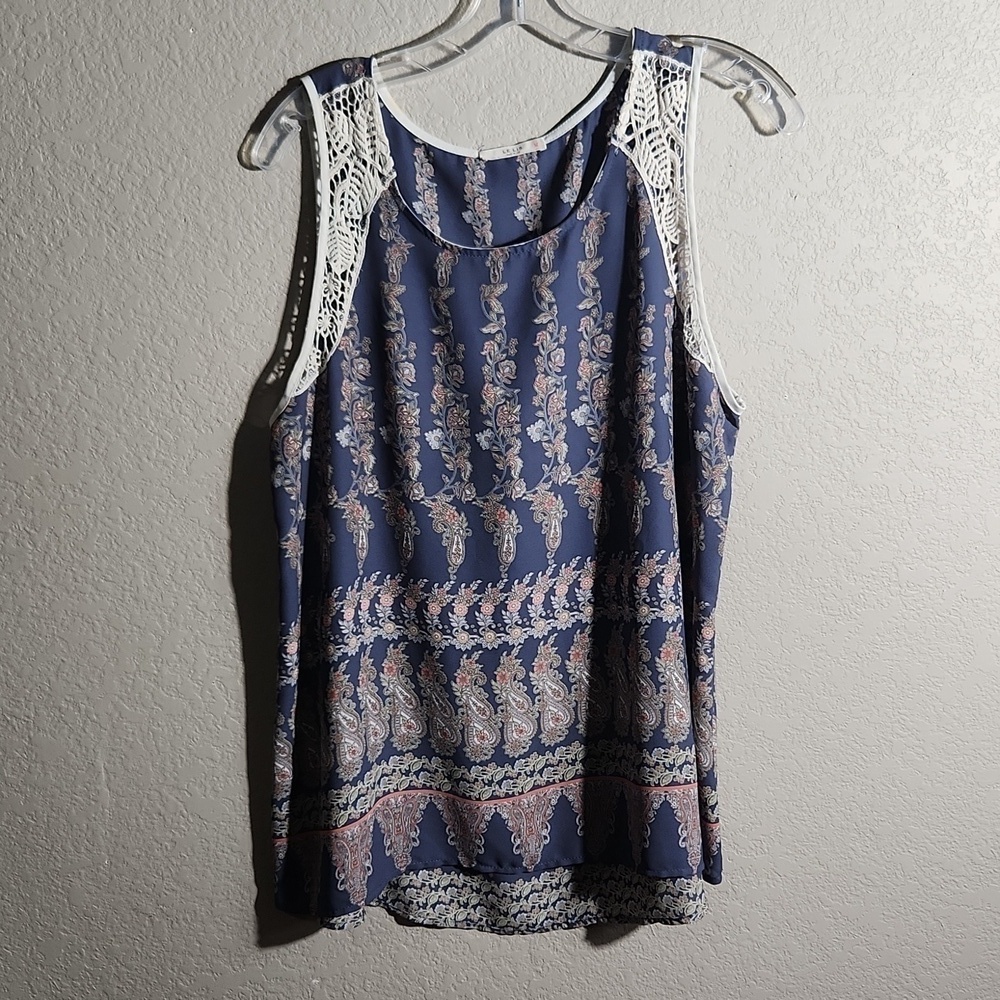 Le Lis Tank Top Womens Size L Floral Paisley Lace Crochet Whimzy Cami